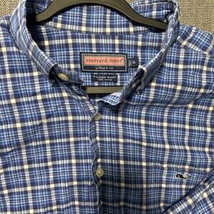 Vineyard Vines Tucker Shirt Mens XL Blue Plaid Cotton Button Down Long Sleeve